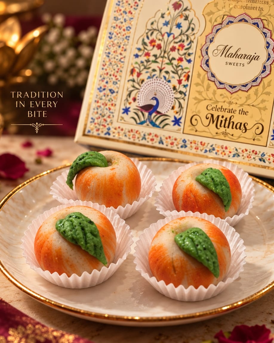 Apple-shaped Seb-E Anarkali cashew sweet